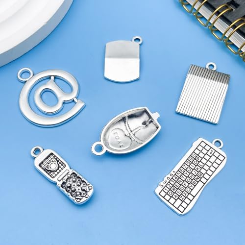 36pcs Alloy Ancient Silvery Teacher's Day Graduation Season Series Mouse Keyboard Computer Technology Series Set Pendant Jewelry Making DIY Keychain Earrings Pendant Various Design Charms for Jewelry Making Bracelets Necklace (SN1058) - color: SN1058