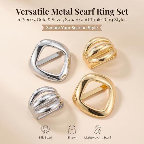 Metal Scarf Rings Clips, Bandana Buckles for Women - style: Antique