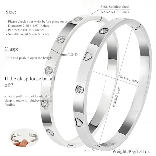 Camhanno Gold Bangles for Women - Stainless Steel Love & Friendship Bracelet Set with Gift Box | Daily Wear & Party Jewelry - color: 2Pcs Silver Set Style 4