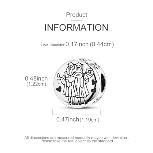NARMO 925 Sterling Silver Charm Bead for Bracelets Silver Charms for Women - color: Happy Graduation