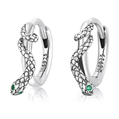 925 Sterling Silver Earrings Hypoallergenic Huggie Earring for Women - color: Silver Snake