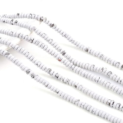 BEADIA Natural White Howlite Spacer Beads Caps Rondelle Disk Loose Beads for Beading Jewelry Making 4mmx2mm 38cm - color: White Howlite, size: Rondelle Disk 4mm x 2mm