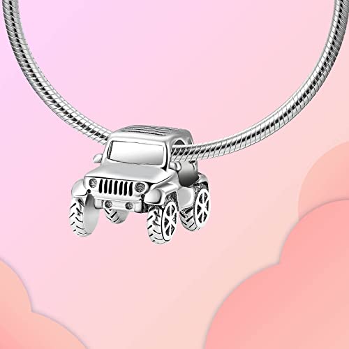 Family Love Mother Daughter Grandma Charm 925 Sterling Silver fits Bracelets Necklace Pendant Bead Charms Jewelry Gift for Women Family Friends - color: Car Charm