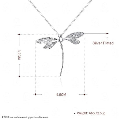 925 Sterling Silver Necklace for Women Trendy, Charming Layered Necklace with Cubic Zirconia Pendant for Her Womens Dainty Diamond Choker Necklaces Holiday Jewelry Gifts for Mom Wife Daughter Lover - color: Dragonfly-Silver