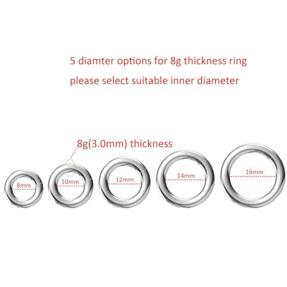 4G/6G/8G/10G/12G/14G/16G/18G/20G Hypoallergenic Nose Hoop Rings Steel Hinged Clicker Segment Gold/Rose Gold/Black/Pink Color - style: 1pc: 8g×10mm Silver-tone