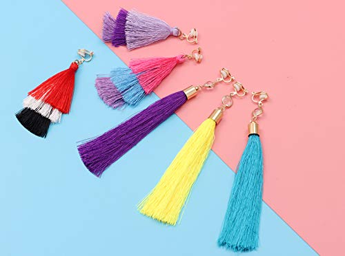 15 Pairs Gold Clip on Earrings for Women Fashion,Lightweight Fake Earrings Set - style: #4-Tassel earrings