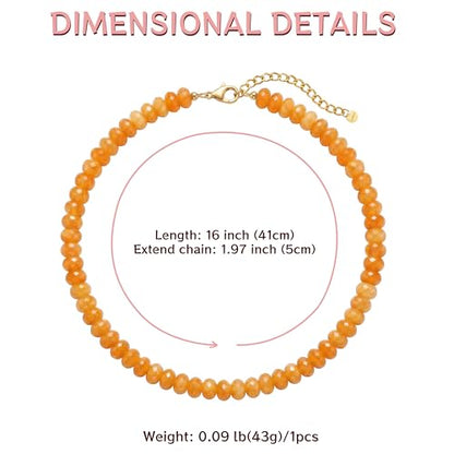 Gemstone Beaded Necklace for Women Colorful Natural Stone Freshwater Pearl Surfer Beach Rainbow Necklace Jewelry Gift - color: Yellow