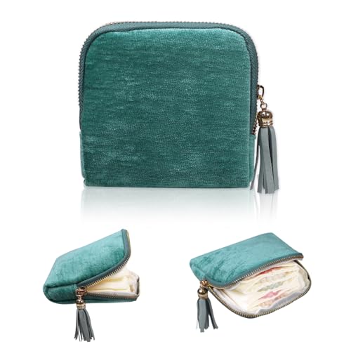 Stratalife Small Travel Jewelry Case, Velvet Storgae Pouch | Portable Jewelry Organizer for Gemstones Healing Crystal & Bracelets Bangles, 6 Pouches Ring Holder with Zipper, Mint Blue - color: Mint Blue