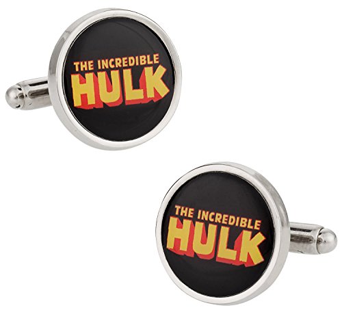 Cuff-Daddy Hulk Silver-Tone & Black Round Cufflinks with Presentation Box