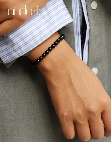 Natural Stone Beaded Bracelets for Men Women, 4mm 6mm 8mm | Healing Crystal, Protection Gemstone, Gift Packaging with Energy Card, Stretch Jewelry, Replacement Beads Included, 18 Stone - color: Black Onyx(Protection & Energy), size: 6mm