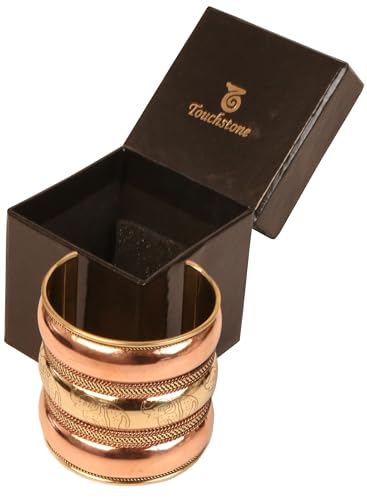Touchstone Indian Bollywood Handcrafted Slip In Easy To Wear Stylish Wrist Enhancer Designer Broad Jewelry Cuff Bracelet For Women and Men. - style: Broad Convex 2