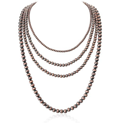 Navajo Pearl Necklace Western Jewelry for Women Cowgirl | Layered Western Necklaces Country Concert Choker Jewelry Gift - color: red 4pcs