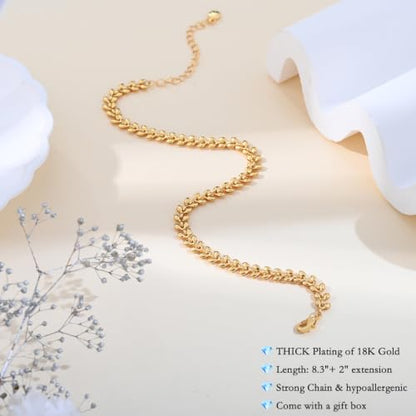 Ankle Bracelets for Women 18K Gold Plated Anklets for Women Waterproof Dainty Gold Ankle Bracelets with Evil Eye,Pearls,Beads,Chain Boho Everyday Anklet Beach Summer Jewelry Gift - color: Gold-11