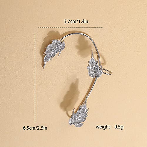 BETHYNAS Glitter Rhinestone Butterfly Flower Ear Cuff Sparkly Non-Pierced Crystal Tassel Fake Earrings Climber Lady Ear Wrap Bridal Party Ear Jewelry for Women and Girls - color: Silver Wheat