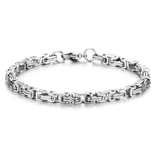 COOLSTEELANDBEYOND Mens Women New Stainless Steel Braided Link Bracelet Polished - color: M-Color: Silver