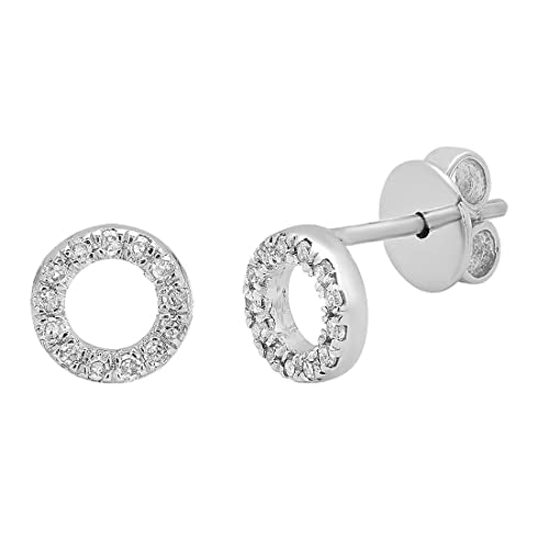 Dazzlingrock Round White Natural Diamond Halo Circle Shape Stud Earrings | 0.10 Ctw | Women | 925 Sterling Silver - color: Push Back