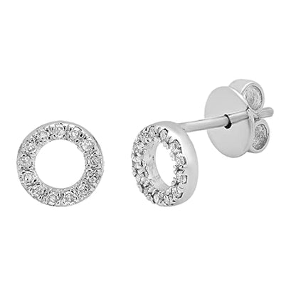 Dazzlingrock Round White Natural Diamond Halo Circle Shape Stud Earrings | 0.10 Ctw | Women | 925 Sterling Silver - color: Push Back