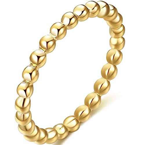 Jude Jewelers 2mm Stainless Steel Beaded Style Classical Simple Plain Stackable Wedding Band Ring - color: Gold