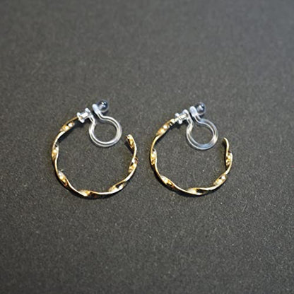 Hoop Invisible Clip On Earrings for Women Not Pierced Gold Small Twisted Hoop Comfortable Silver Large Clip On Earrings - color: Gold