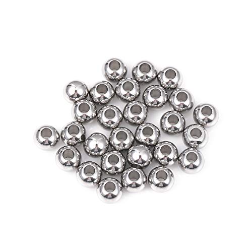 Stainless Steel Spacer Beads 8x6mm Round Loose Charm Caps Beads for DIY Jewelry Making 50pcs with 3mm Hole - color: 8x6mm 3mm