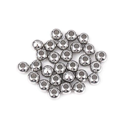Stainless Steel Spacer Beads 8x6mm Round Loose Charm Caps Beads for DIY Jewelry Making 50pcs with 3mm Hole - color: 8x6mm 3mm
