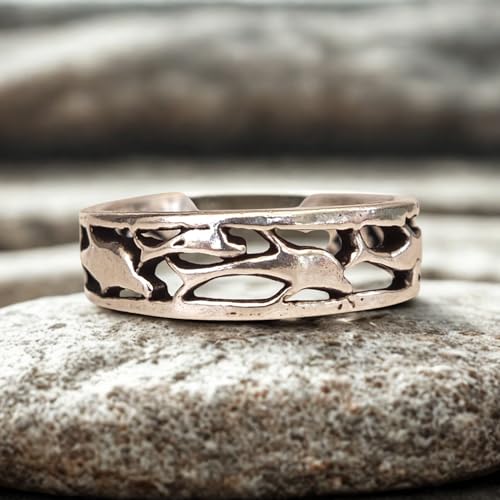 Sterling Silver Toe Ring, Adjustable Open Band, Handmade | Fits Toe, Knuckle or Pinky Ring | One Size Fits Most | Comfortable to Wear | Minimalist Style | Water Resistant - style: Dolphins Band