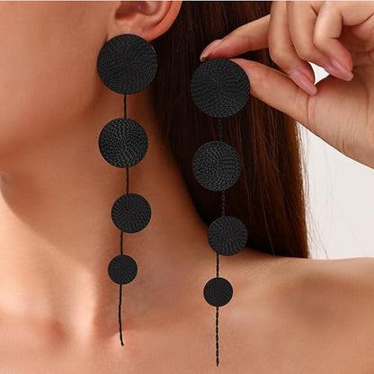 Gold Dangle Earrings for Women Long Statement Drop Boho Gold Chandelier Disc Tassel Earrings Dangle for Party Wedding Trendy Jewelry Gifts - color: K1