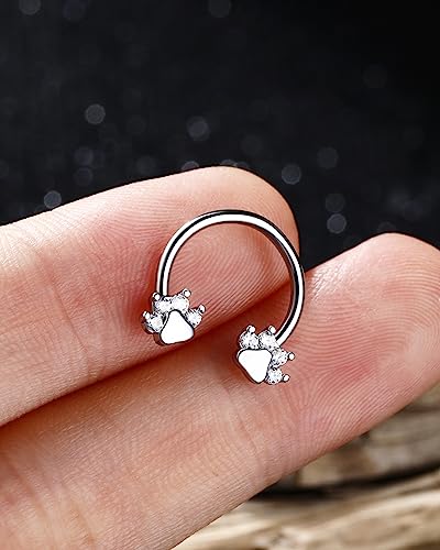 Jewseen Paw Septum Rings 16g Gold Septum Ring Daith Piercing Jewelry Surgical Steel Cartilage Earrings Hoop Nose Rings Hoop Conch Earrings for Women Men - color: steel