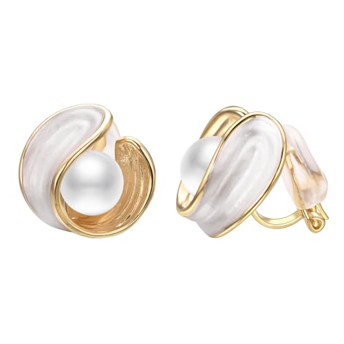 White Enamel Knot Clip On Earrings for Women Love Knot Jewelry