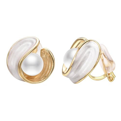 White Enamel Knot Clip On Earrings for Women Love Knot Jewelry
