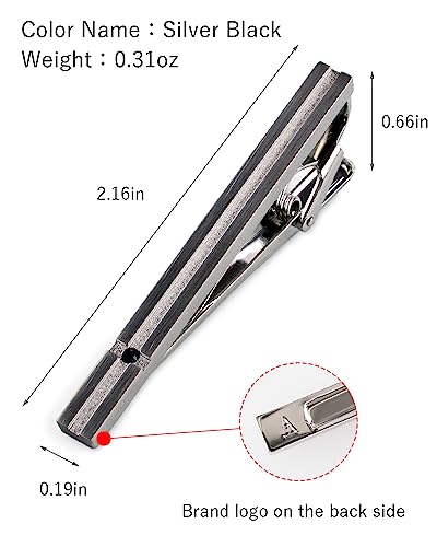 [TAVARAT] Tie Clip Tie Clips for Men Black Silver Tie Bar Tie Pin Tps-032 - style: silver black