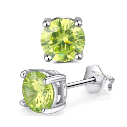 Adabele Authentic Sterling Silver Birthstone Stud Earrings 6mm 8mm Cubic Zirconia Imitation Diamond Gemstone Hypoallergenic Nickel Free Tarnish Resistant Women Fine Jewelry - color: August, size: 8mm/2 Carat/Large