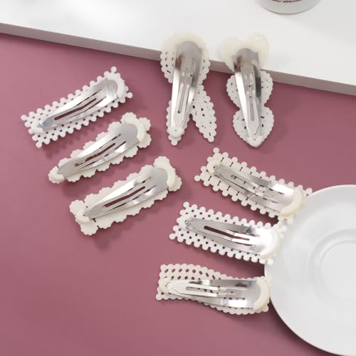 Simulated Pearl Hair Clips for Women | Cute Shapes Barrettes & Hair Clips for Women | Alligator Clips Hair Accessories for Short or Thick Hair | Fashion Hair Clips, White 8 Pcs