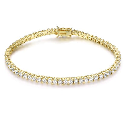 Gemsme 2.5mm Tennis Bracelet, 2.5mm Thin 18K White Gold Plated Cubic Zirconia Tennis Bracelet for Women - color: Gold Plated, size: 2.5mm 8 inch