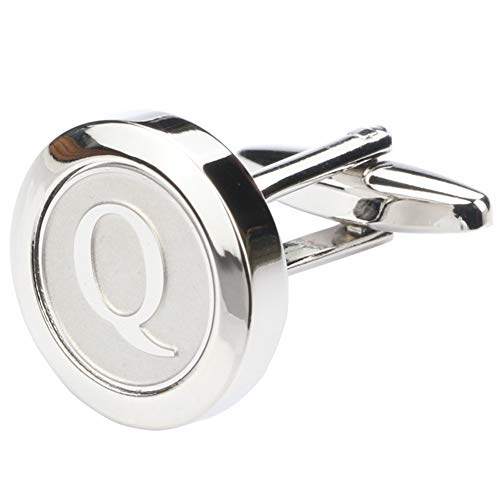 Mens Classic Stainless Steel Initial Cufflinks 26 Alphabet Initial Letter Cufflinks Business Wedding Shirts A-Z - style: Q
