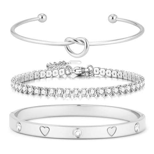 18 K Gold Plated Love Bangle Bracelet Stack Cuff Jewelry for Women Jewelry Set for Women Gift with Box - style: style17