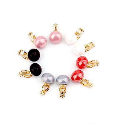 1-5 Pairs Pearl Clip on Earrings for Women Non Piercing Earrings Set Hypo-Allergenic Earrings - color: 5 Pairs Mixed Clip-ons
