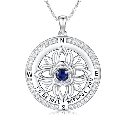 Compass Necklace Sterling Silver Nautical Graduation Gift | 925 Sterling Silver compass pendant with meaningful nautical design, jewelry for women, graduation and travel gift - color: Silver-22