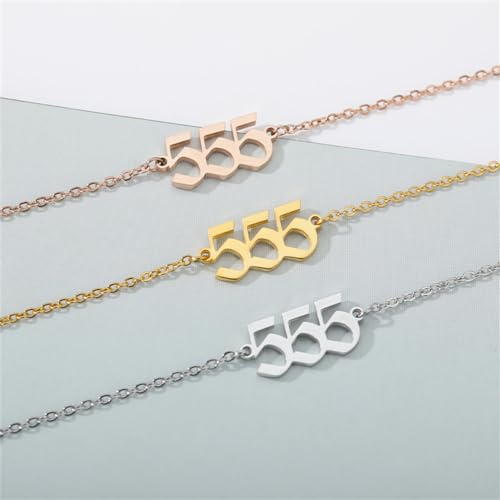 PAURO Women's Angel Number Bracelet Ankle Anklet Chain Adjustable | Stainless Steel, Minimalist Numerology Spiritual Statement Jewelry Gift - color: Gold 555, 5.5+2.8inch