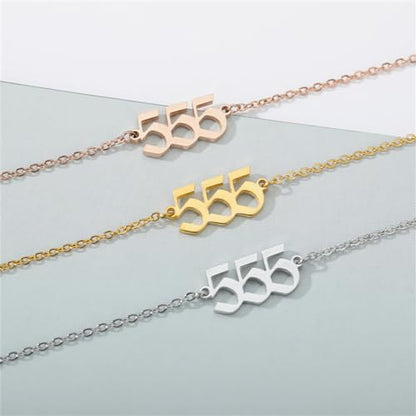 PAURO Women's Angel Number Bracelet Ankle Anklet Chain Adjustable | Stainless Steel, Minimalist Numerology Spiritual Statement Jewelry Gift - color: Gold 555, 5.5+2.8inch