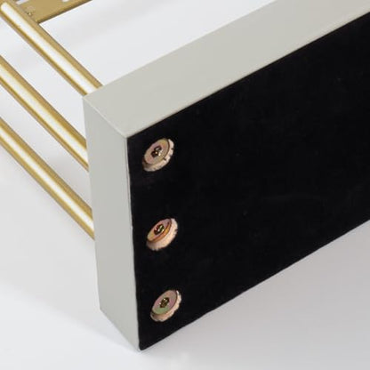 SANY DAYO HOME 3-Tier Earring Holder Organizer Stand, 105 Holes Gold Metal Earring Rack Jewelry Display Tree with Gray Wood Tray for Women and Girls - color: Gold Rack Gray Base