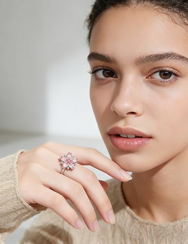 Anxiety Rings for Women – Adjustable Flower Spinner Ring, Daisy & Sunflower Fidget Ring, Gold Plated Calming Jewelry - style: Style 01