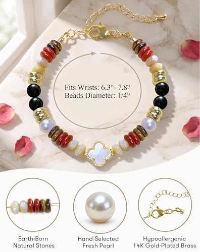 Birthday Jewelry Gifts For Girls Women, Four Leaf Clover & Heart Bracelets - color: Divine Alignment