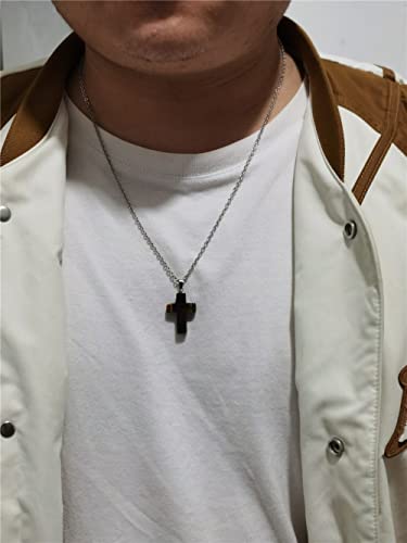 Small Dainty Cross Necklace Pendant Bohemian Turquoise Seed Bead Beaded Necklace Choker for Women Men Faith Jewelry Gift - color: 03 Tiger Eye Cross