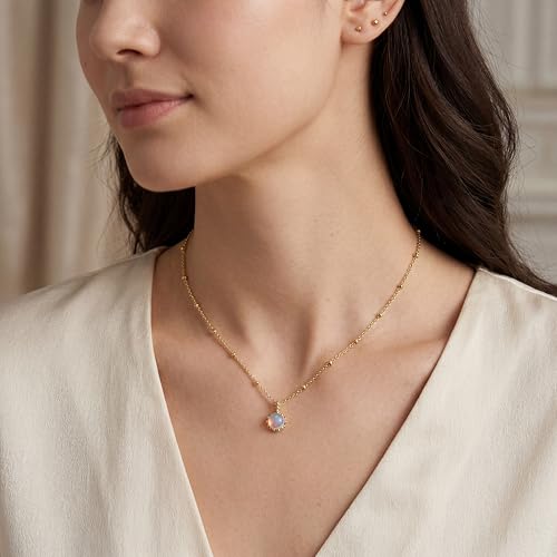 18K Gold Plated Dainty Necklace for Women, Cubic Zirconia Pendant, Tarnish Resistant Hypoallergenic Jewelry, Fashion Women Accessories - color: Gold