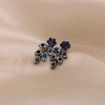 Austrian Crystal Rhinestone Choker Necklace Dangle Earring Link Bracelet Jewelry Set for Brides Bridesmaid Prom Costume Accessories for Women - color: Blue-Gunmetal