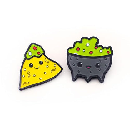 Enamel Pin Set (2 Pins Per Set) for Backpack, Bag, Lapel, Kawaii Button Collector - style: Chip & Guac
