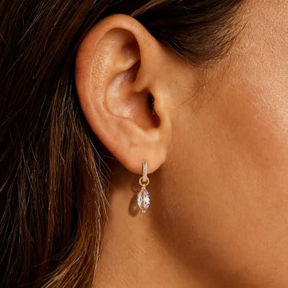 14K Gold Plated Dangle Hoop Earrings for Women | Bridal Small Dangle Gold Earrings Cubic Zirconia Huggie Drop Trendy Fashion Leopard Print Women's Jewelry - color: Gold-D