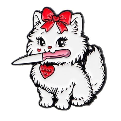Enamel Pins, Cute Pins for Backpacks, Hat Pins, Novelty Brooch Pins, Backpack Pins, Lapel Pins for Men, Women, Girls, Boys. For Lanyard, Bags, Hats, Caps, Clothing - color: Cute Cat with Knife
