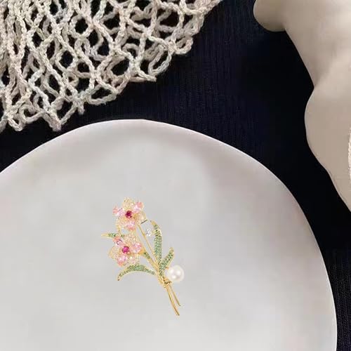 Anmpab Rhinestone Rose Flower Brooch for Women Sparkling Crystal Floral Broach for Blazer Dress Jacket Coat Lapel Wedding Prom Accessory